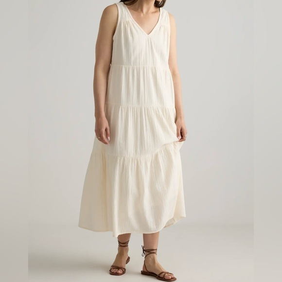 NWT Quince 100% Organic Cotton Gauze Tiered Maxi Dress in Vintage Cream Sz XS - Picture 5 of 7